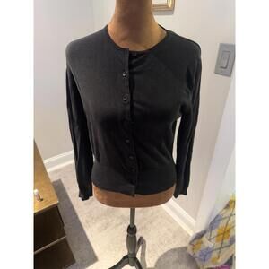 Vintage Tibi Black Silk Button-Up Cardigan Sweater Size Medium
